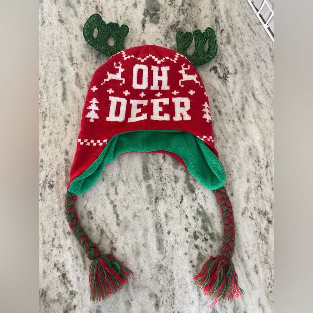 Oh deer reindeer kids beanie holiday winter hat